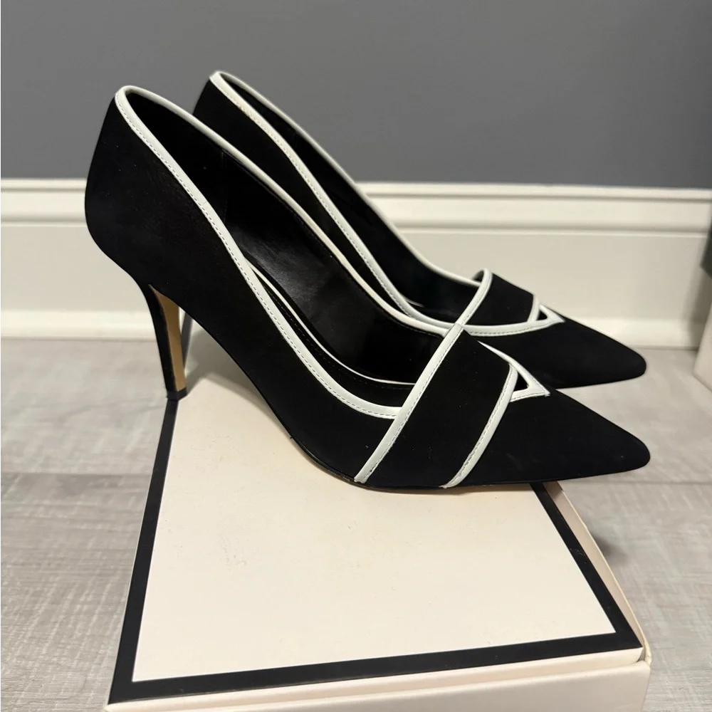 White House Black Market Black and White Heels - Picture 2 of 6